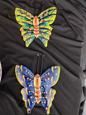 Hand Crafted Multicolor Green and Blue Metal Butterfly Wall Decor